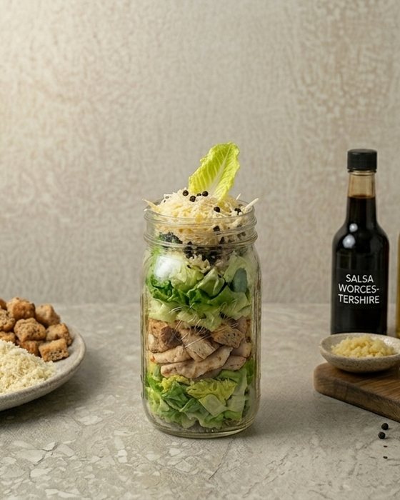 Ensalada César en frasco